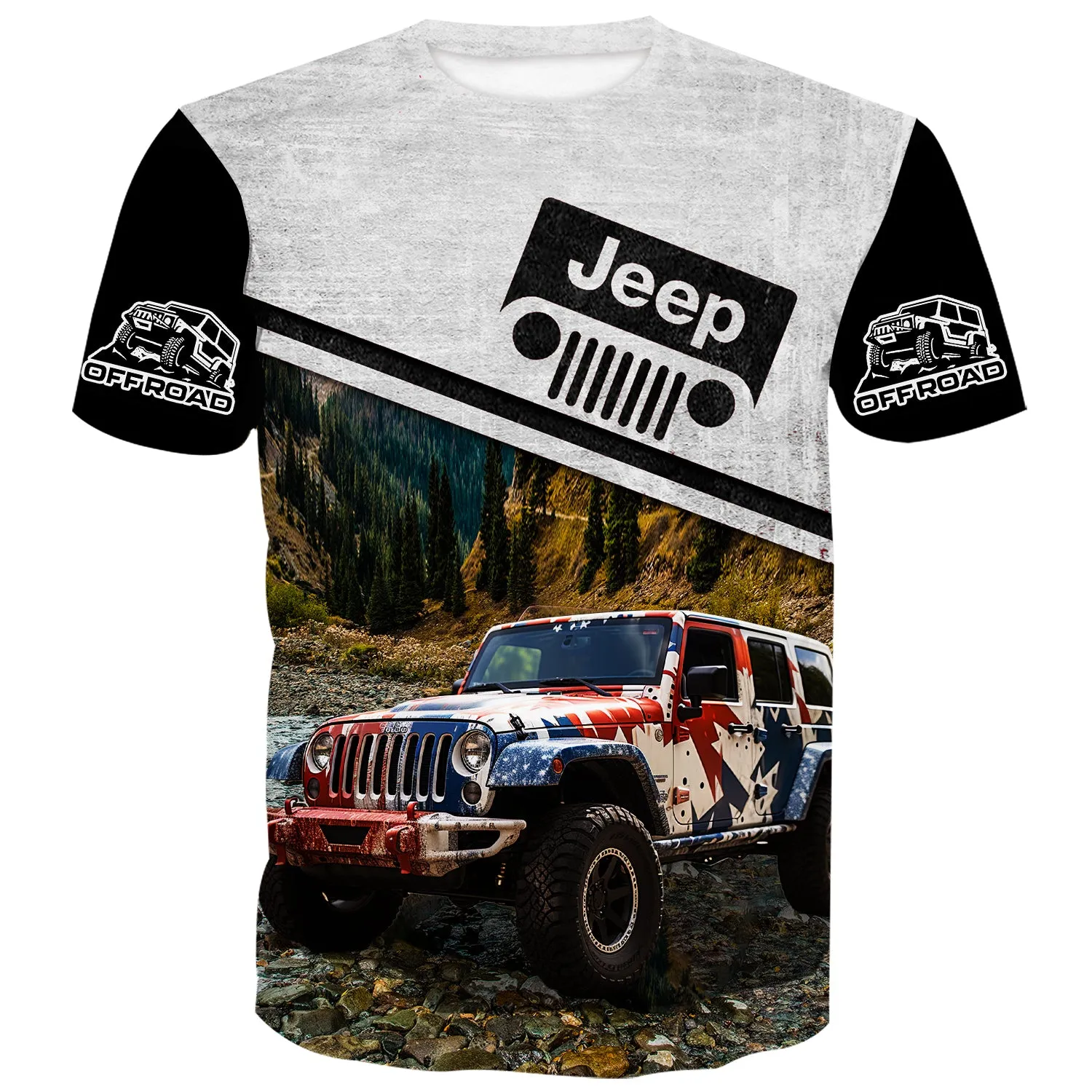 USA Flag Wrap Jeep - Multicolor T-Shirt