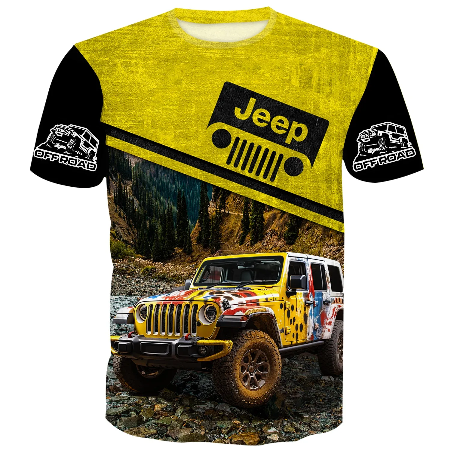 USA Flag Wrap Jeep - Multicolor T-Shirt