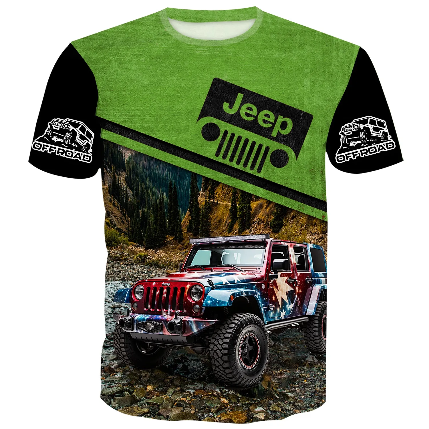 USA Flag Wrap Jeep - Multicolor T-Shirt