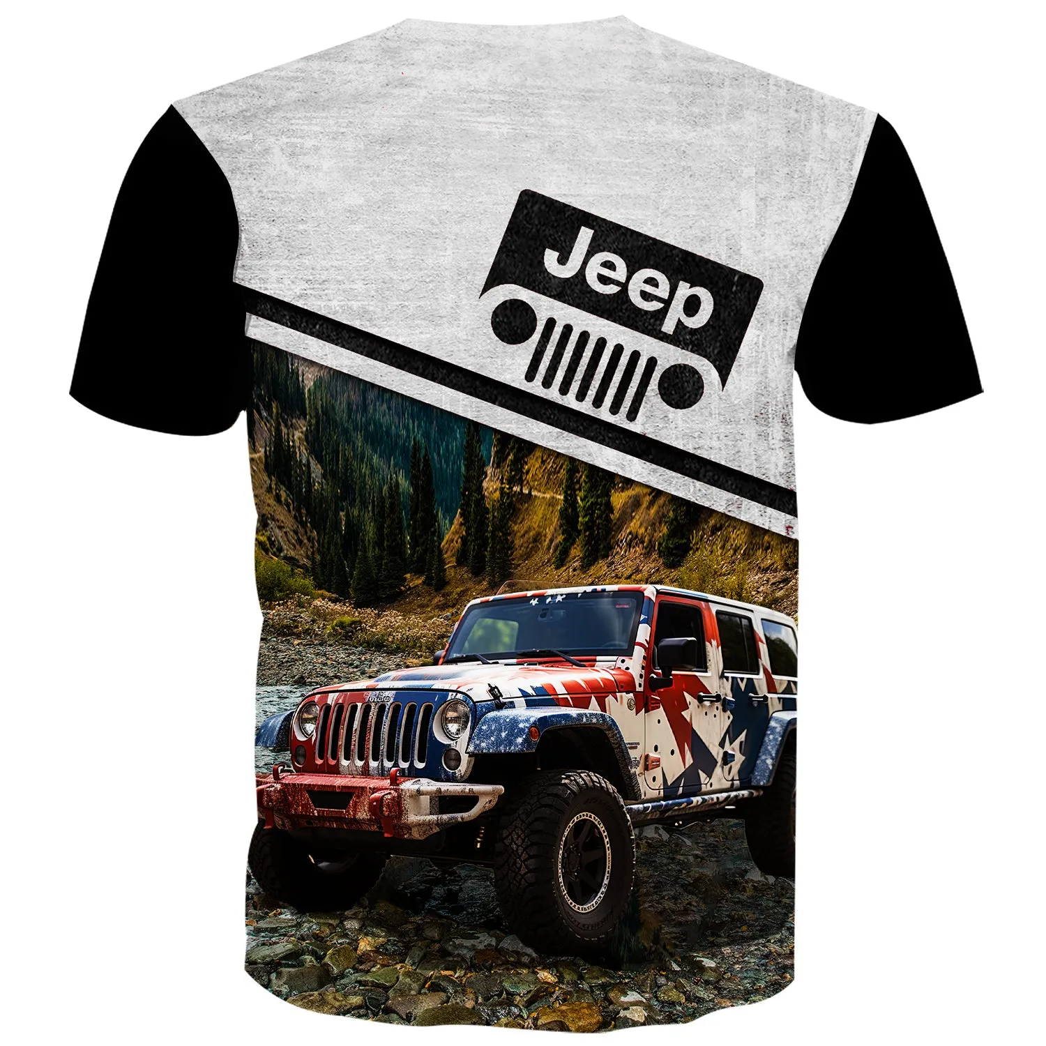 USA Flag Wrap Jeep - Multicolor T-Shirt