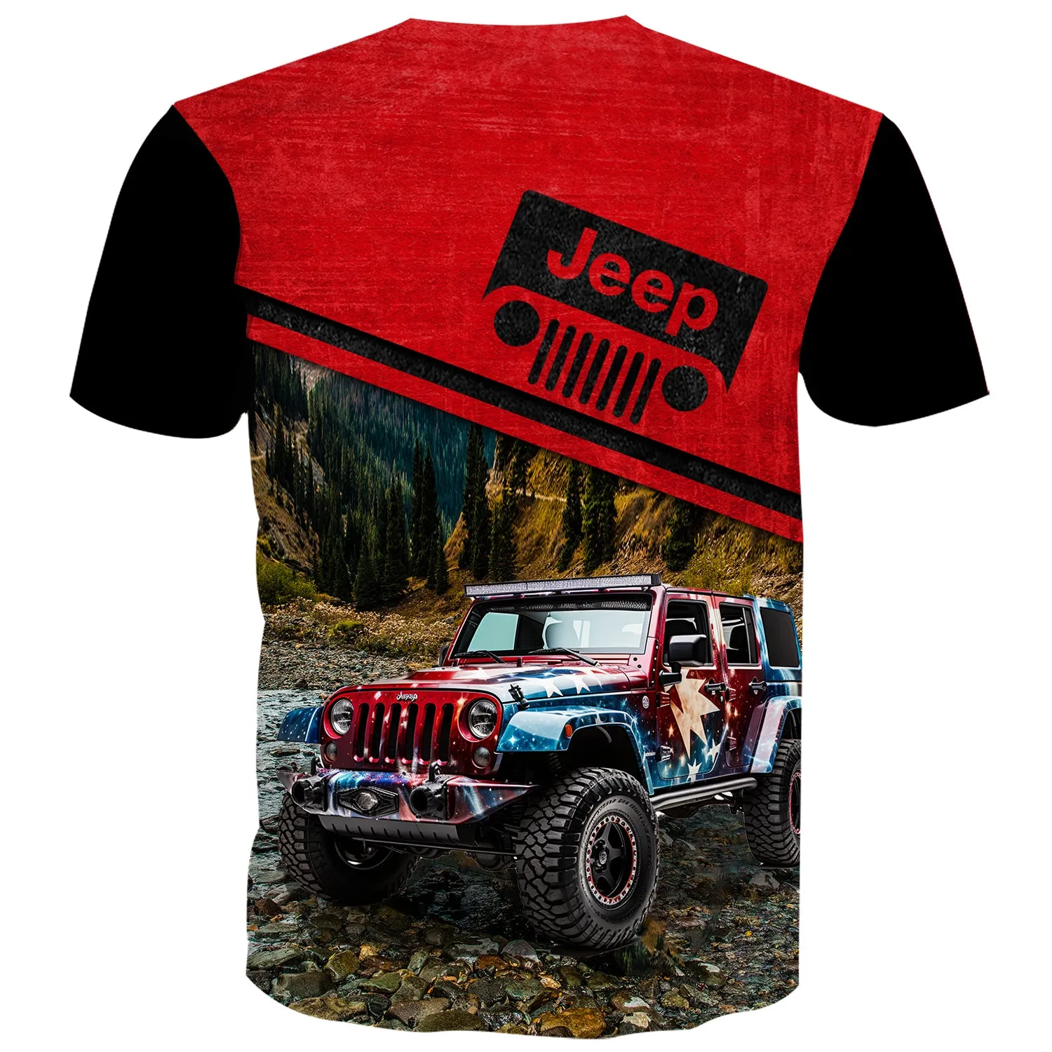 USA Flag Wrap Jeep - Multicolor T-Shirt