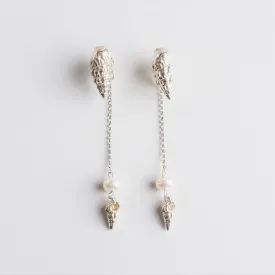 Wild and romantic seashell - long earrings - silver 925